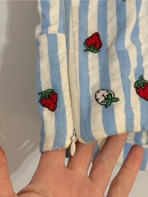Maeve Blue-and-White Striped Cropped Tank with Strawberry Embroidery thumbnail 6
