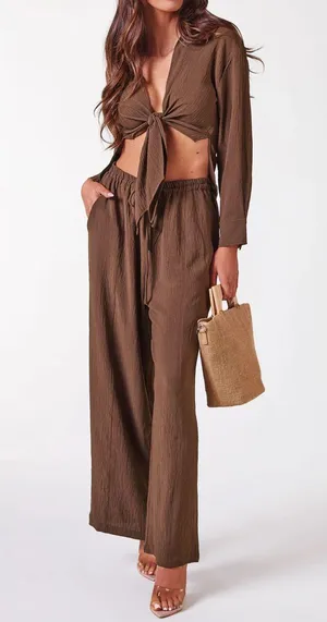 Two Piece Brown Set Medium thumbnail 1