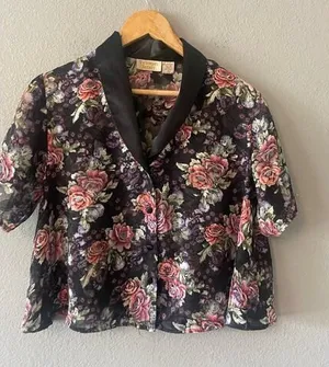 Victoria's Secret Vintage 90s Sheer Floral Loungewear Crop Top thumbnail 1