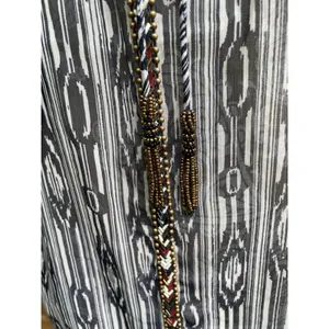 Charter Club Sheer Beaded Tassel Tunic Top XL Coastal Cowgirl Boho Navy White thumbnail 12