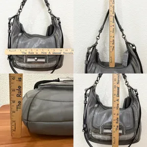 COACH 18287 Kristin Spectator Gray Leather w/ Croc Embossed Trims Handbag thumbnail 10