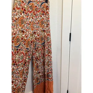 FARM Rio Amie Floral Wide-Leg Knit Pants Multicolor Anthropologie XS thumbnail 4
