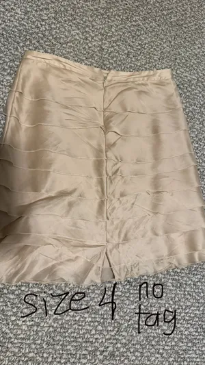 Tiered Satin Mini Skirt in Beige/gold Calvin Klein 4 thumbnail 4
