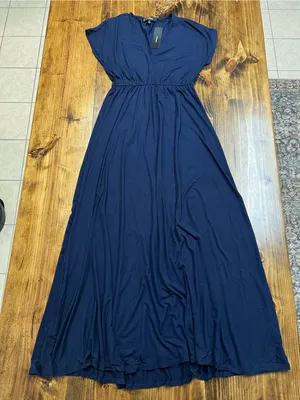 Lulus Easy for Me Navy Blue Short Sleeve Maxi Dress Size Small NWT thumbnail 5