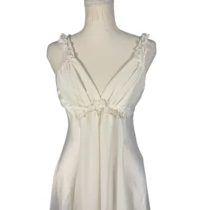 Flora Nikrooz Slip Dress Womens Small Ivory Satin Floral Strap Chemise thumbnail 7