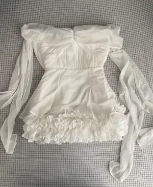 Glam Doll Off-Shoulder White Ruffle Mini Dress thumbnail 3