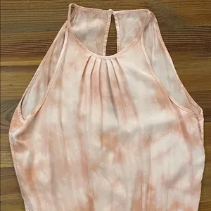 CLOTH & STONE Anthropologie Yashi Jumpsuit Large Pink Tie Dye Tencel Halter thumbnail 5