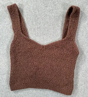 By Together Brown V-Neck Cropped Tank Top Size Small Textured Knobby Sleeveless thumbnail 1