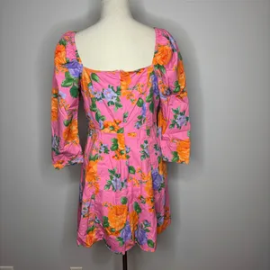 Miss Selfridge - Pink Floral Puff Sleeve Mini Dress thumbnail 3