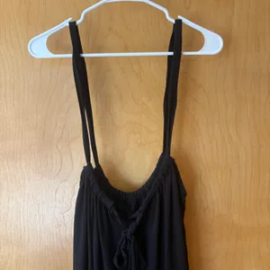 Final Touch Jumpsuit Womens Medium Black Rayon Wide Leg Tie Front JU17315E thumbnail 4