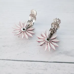 Vintage Clip On Earrings Red, White, Blue Statement Flower thumbnail 8