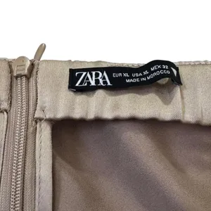 Zara Women XL Champagne Taupe Satin Halter Backless Plunging Mini Dress | 0129 thumbnail 4