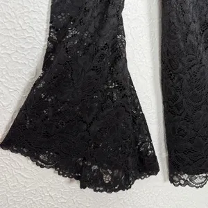 BHLDN Belle Long Sleeve Square Neck Lace Mini Dress Black Medium NWT thumbnail 4