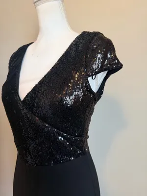 Dress the Population Jaleah Black Sequin V-Neck Midi Dress size XL NWT thumbnail 9