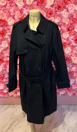 Mango Navy Blue Double-Breasted Knee-length Trench Coat with Belt(2XL) thumbnail 1