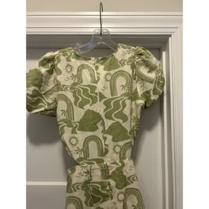 Show Me Your Mumu Green Floral Puff Short Sleeve Cut Out Mini Dress Size Medium thumbnail 7
