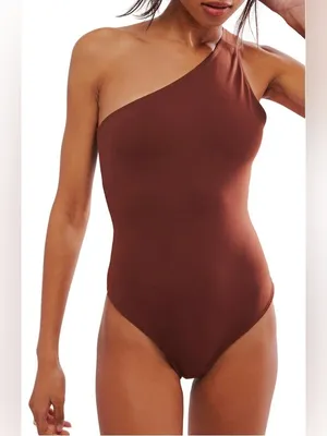 FREE PEOPLE Can't Stop Me Asymmetrical Bodysuit - Brown thumbnail 4