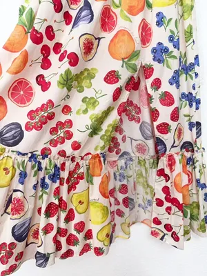 Jacquie the Label Mirabelle White Multi Fruit Print Tiered Midi Skirt thumbnail 4