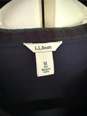 L.L. Bean Green Blue Plaid Tartan Blouse Peasant Top 100% Cotton Size Medium thumbnail 5