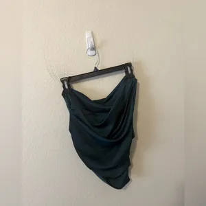ASOS DESIGN One Shoulder Satin Top Size 4 Forest Green Cocktail Wedding Guest thumbnail 2