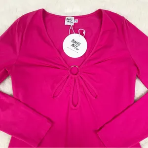 New PRINCESS POLLY Hot Pink Low Cut Long Sleeve Bodycon Mini Dress Sexy Size‎ 12 thumbnail 6