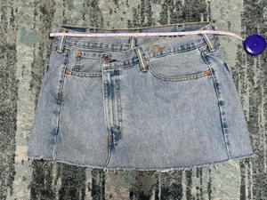 PARKE Crossover Denim Mini Skirt sz Large thumbnail 6