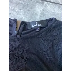 Lulus Black Floral Lace Long Sleeve Mini Dress XS Sheer Sleeve Eyelash Hem thumbnail 5