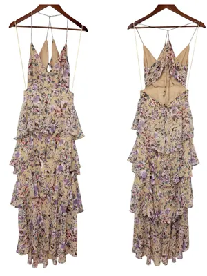 ASTR the Label Rosanna Floral Tiered Maxi Dress Small Wedding Guest Open Back thumbnail 2