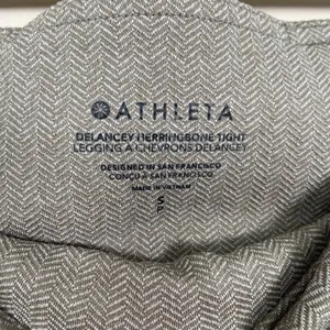 Athleta Delancy Herringbone Tight Leggings Size S Beige Pockets‎ Athletic Preppy thumbnail 4
