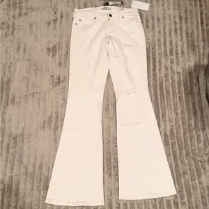 Dear John Rosie Mid Rise Flared Jeans 26 White Distressed Flare‎ Stretch NWT thumbnail 2