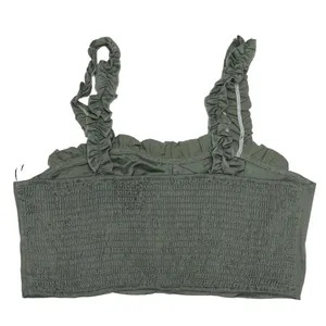Cider 2 - Bandeau Crop Smocked Top‎ Women's Size XL Green & Multi Color NWT thumbnail 3