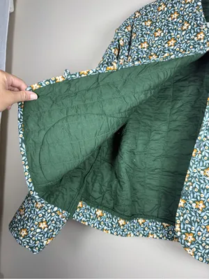 Quilted Floral Jacket Cropped Sz XXL Fall, Autumn, Cottagcore Boho, Cozy thumbnail 11