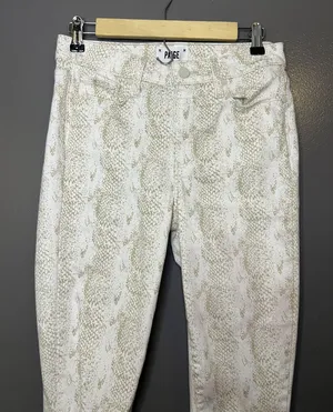 Paige Hoxton Ankle Jeans Womens 28 White Sonoran Snake High Rise Slim Denim thumbnail 1