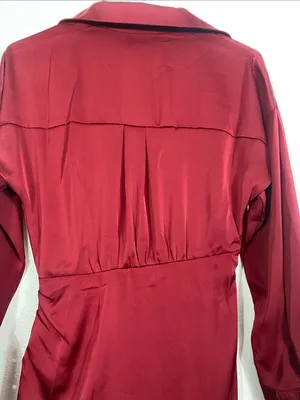 Vici Burgundy Satin Twist-Waist Midi Dress Size Xs thumbnail 8