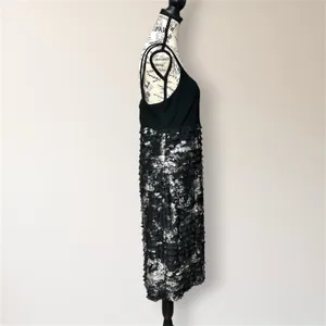 Joseph Ribkoff Black Silver Metallic Ruffle Dress Homecoming Cocktail Party‎ 12 thumbnail 4