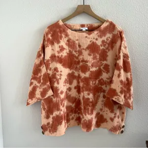 Pure Jill J. Jill Gauzy Tie Dye Minimalist Lagenlook Boho Top Medium thumbnail 1