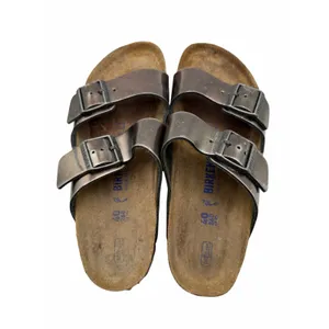 Birkenstock Arizona Metallic Anthracite Leather Double Strap Sandals EU 40 US 9 thumbnail 6