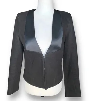 See By Chloé Black Tailored Blazer Satin Lapel Hourglass Jacket Timeless Classic thumbnail 1
