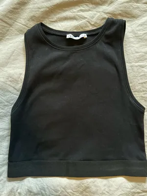 Zara Black Tank Top with Logo Tag thumbnail 1