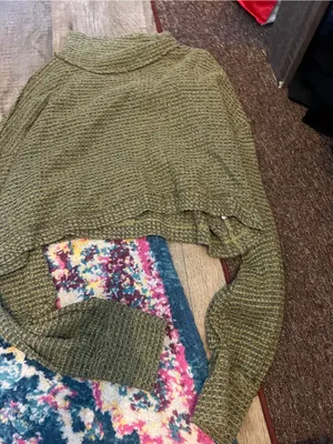 Free people Olive Green Women's Sweater - Lightweight Knit thumbnail 2
