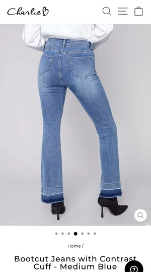 Bootcut Jeans with Contrast Cuff Blue Size 4 thumbnail 4