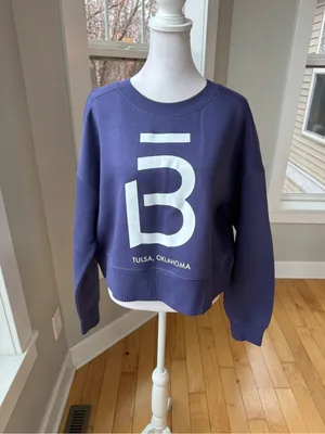 District Purple Cropped Boxy Crewneck Sweatshirt w Tulsa Oklahoma Graphic XL thumbnail 7