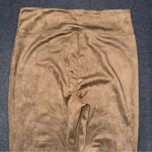 ASSETS SPANX Faux Suede Shaping Leggings High Rise Pull On Pants 1X Cashew Tan thumbnail 4