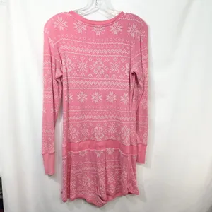 Victoria's Secret Large Sleep Romper Pink Y2K Long‎ Sleeve Thermal Argyle 1628 thumbnail 2