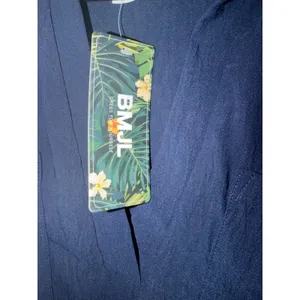 BMJL Womens Navy Blue Midi Shirt Dress V-Neck Roll Tab Sleeve Pockets‎ Large NWT thumbnail 3