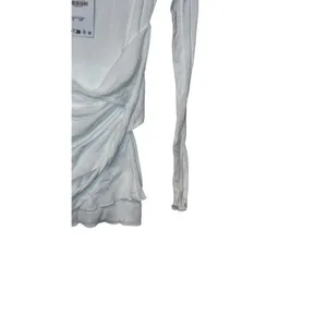 Zara Women‎ Top Semi Sheer Layered Boatneck Long Sleeve White Cotton Small NWT thumbnail 2