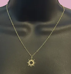 Mud Pie gold tone pave sun pendant necklace thumbnail 1