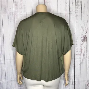Express NWT Size XL Green Mixed Media Boxy Button Up Blouse Top thumbnail 3