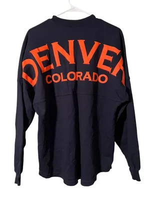 Spirit Jersey Unisex Size Medium Long Sleeve T-Shirt Navy Blue Orange Denver CO thumbnail 2