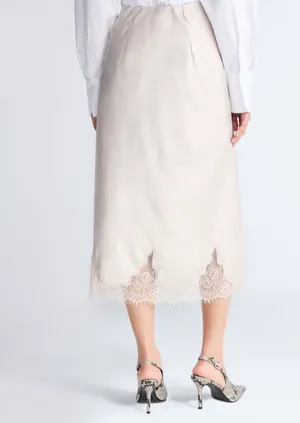 Lace trim midi skirt Tan Size XXL thumbnail 2
